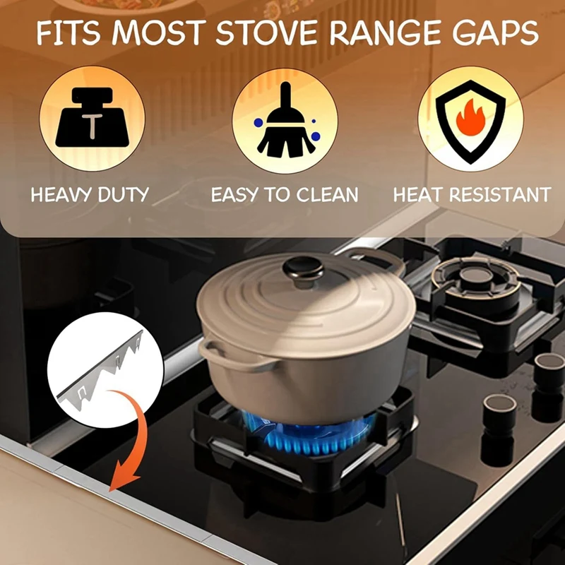 2 Pair Stainless Steel Stove Covers, Stove Filler, Stove Guard For Kitchen Oven Counter Side Covers, Range Trim Kit