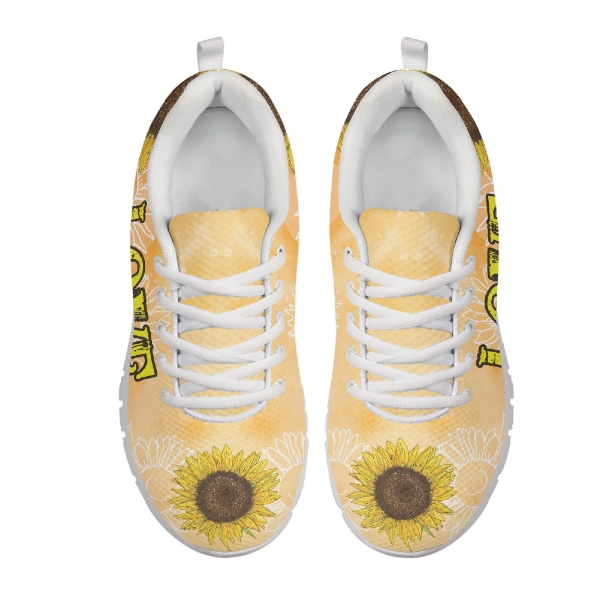 INSTANTARTS New Casual Sneakers Peace And Love Sunflower Design Flat Shoes for Women Wear Resistant Vulcanized Shoes Chaussure