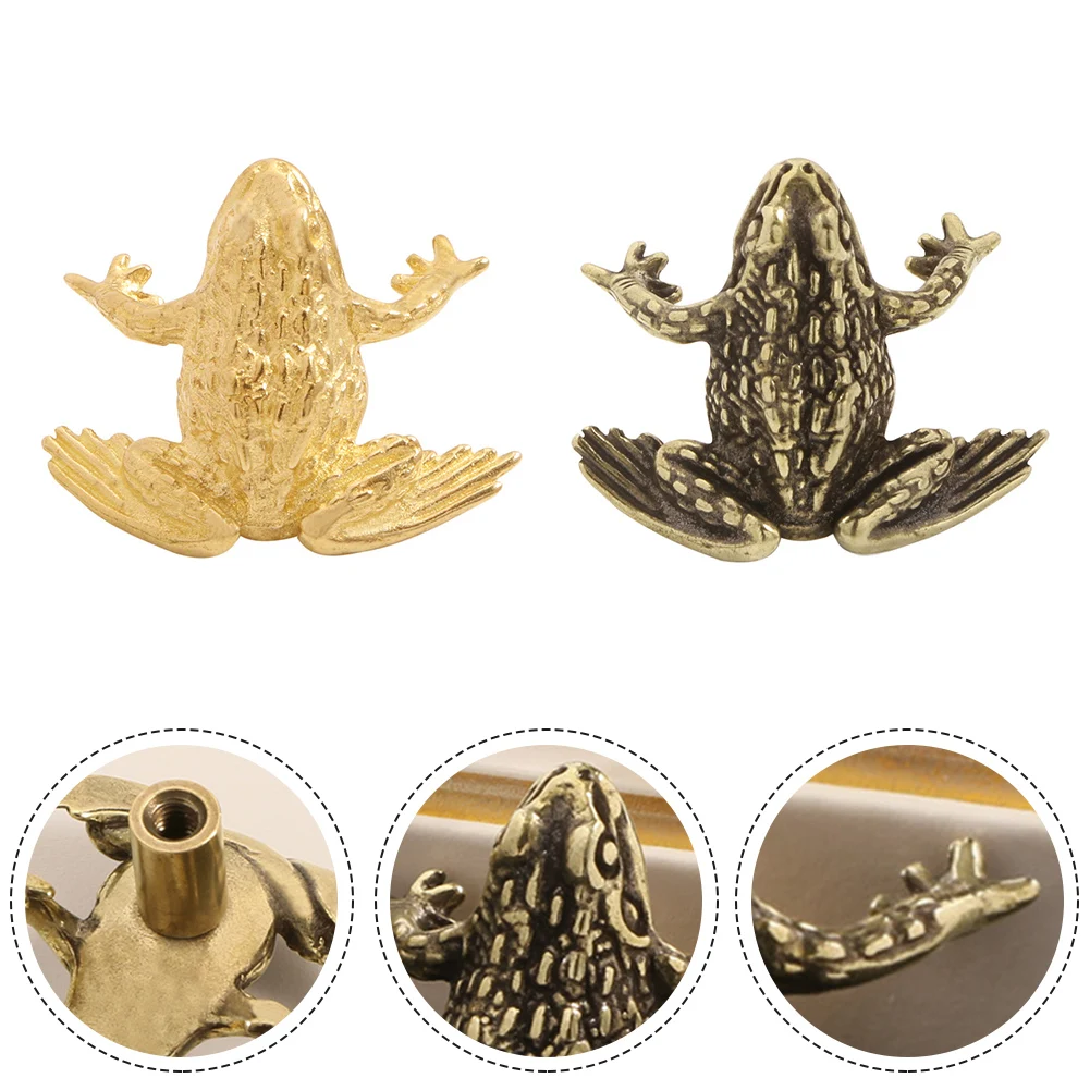 

2 Pcs Artistic Toad Brass Door Handles Toad Brass Door Handle 3.6×3cm Toad Door Handles Door Hardware Home Improvement