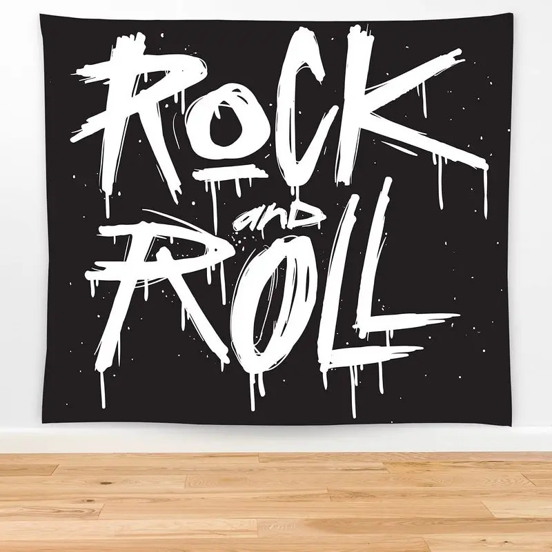 VIKAMA Music Graffiti Letter Typography Tapestry Wall Hanging, Rock and Roll Art for Teen Room Party Backdrop Wall Decor