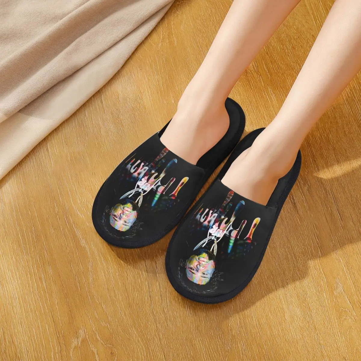 Winter Home Cotton Slippers Rod Wave Rapper Accessories Household Fur Slippers Slides Bedroom Soft Non Slip Slides