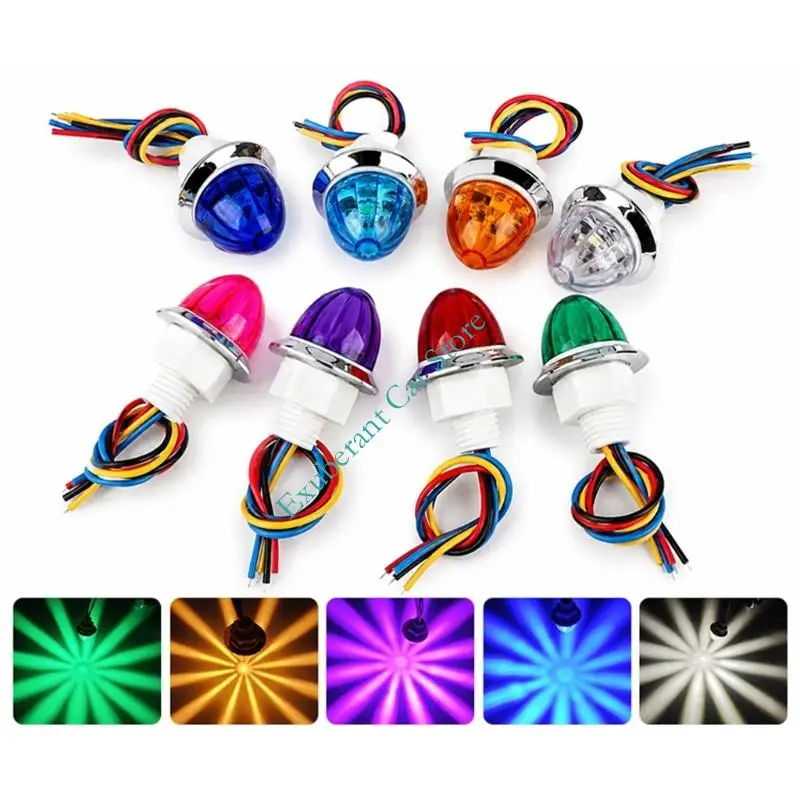 Small Watermelon LED Light Truck Body Marker Lamp with Threaded Mount 12-24V Electrical and 1.50 in Form for Parking