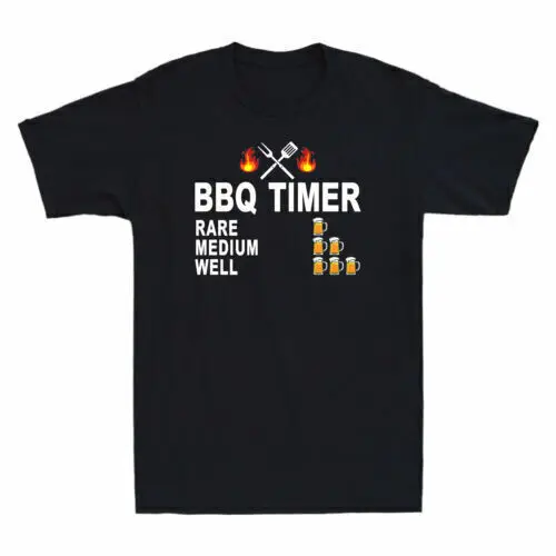 

BBQ Timer Rare Medium Well Beer Funny Barbecue Drinking Grilling Men's T-Shirt
