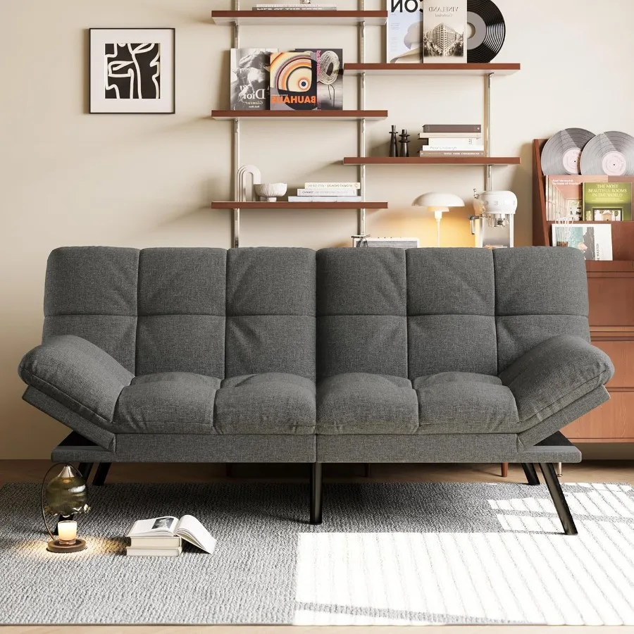 Convertible Futon Sofa Bed71 Memory Foam Futon Couch Detachable Cushiodjustable Backrest Armrest Linen Modern Loveseat S Reclin