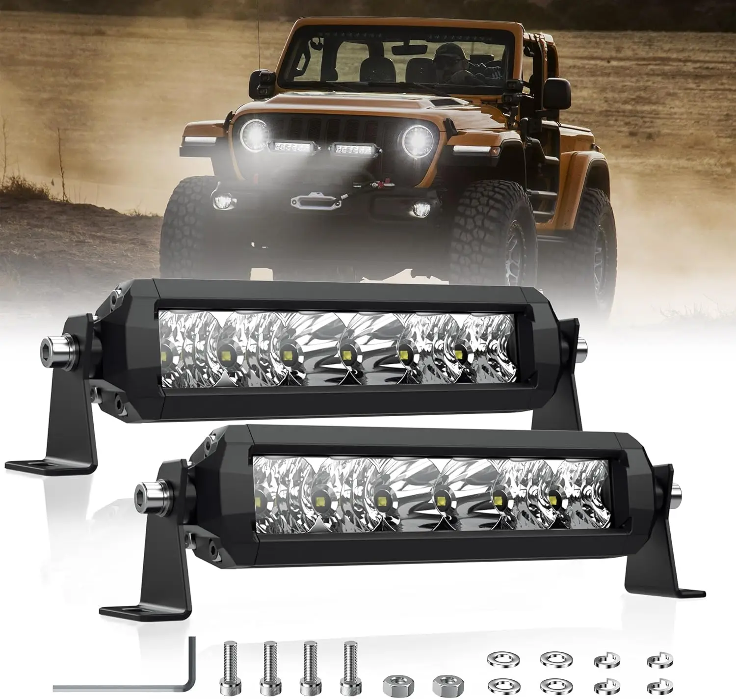 

8-дюймовая светодиодная фара 60 Вт, комбинированный свет (точечный/рассеянный), рабочая фара повышенной яркости для грузовиков, противотуманная фара для автомобилей, квадроциклов, UTV, лодок