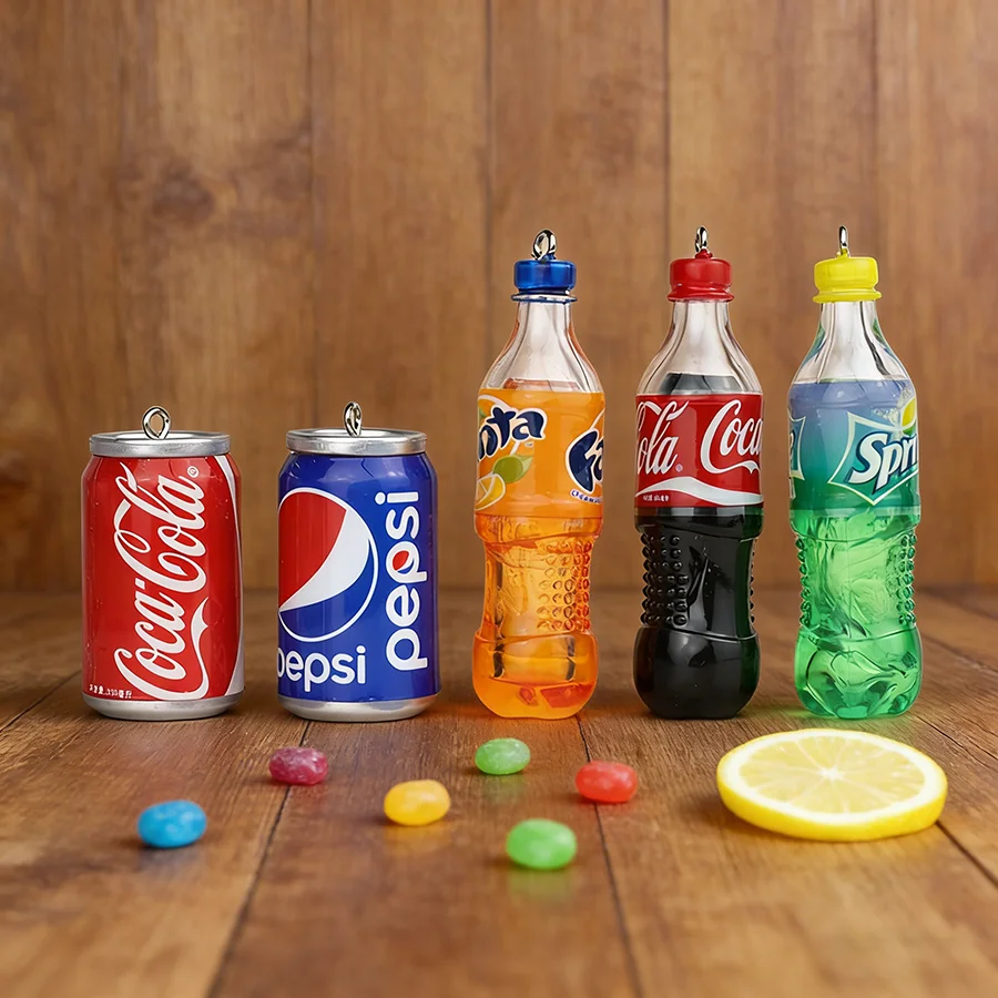 Unique 5Pcs/Pack Soda Bottle Pendant Accessories DIY Protable Cool Keychain Backpack Key Hanging Trinket Friendship Gift Keyring