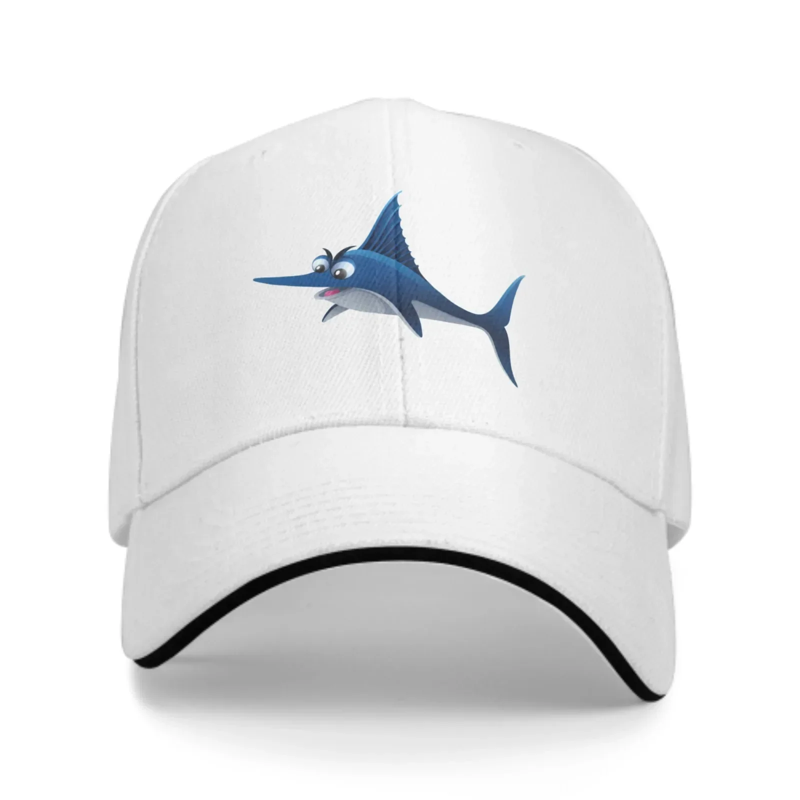 Adjustable Fashion Wild Caps Swordfish Print Washed Sandwich Caps Sports Outdoor Baseball Hat