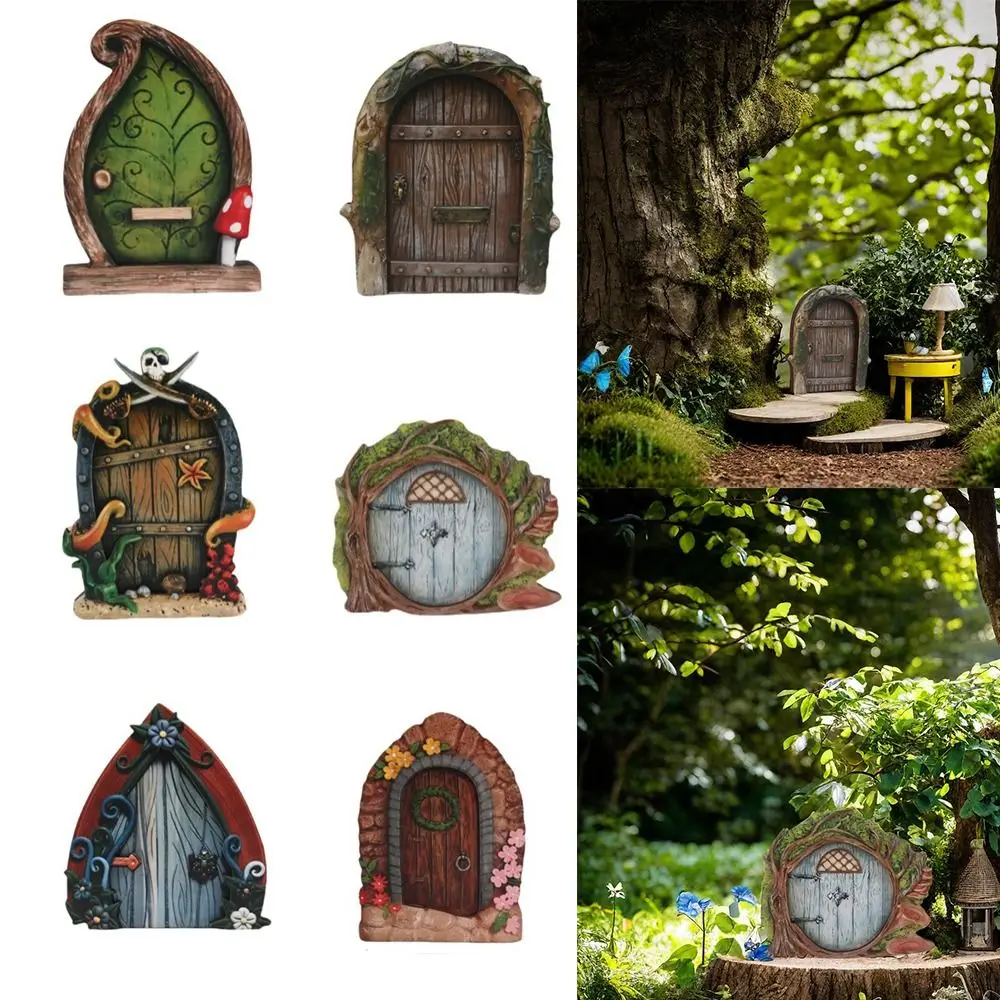Figurines créatives fée porte cour Art multicolore fée jardin porte Miniature fée Gnome extérieur jardin en bois fée porte