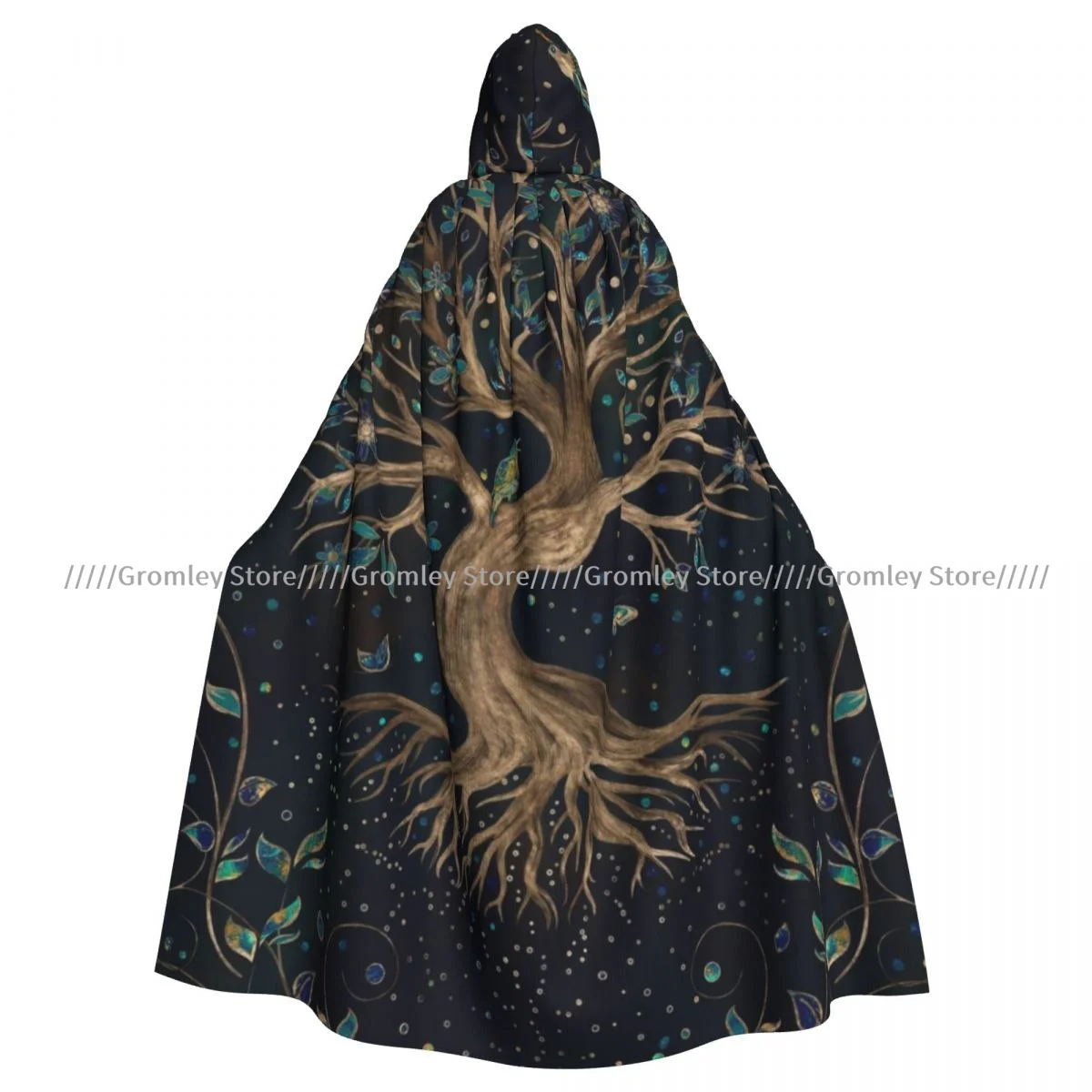 Yggdrasil Art Tree Of Life Witch Cloak Hooded Cosplay Costume Halloween Adult Long Party Cape