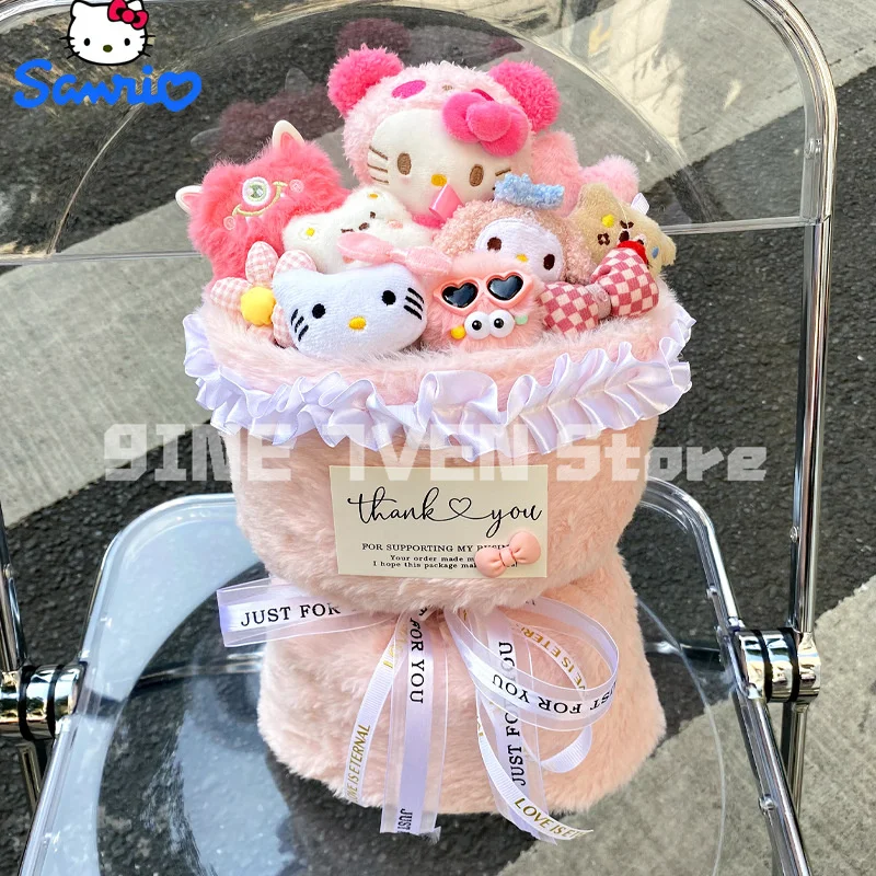 2024 nuovo Anime Sanrio Kawaii Hello Kitty My Melody Cartoon peluche bambola Bouquet natale fidanzata regalo di compleanno romantico