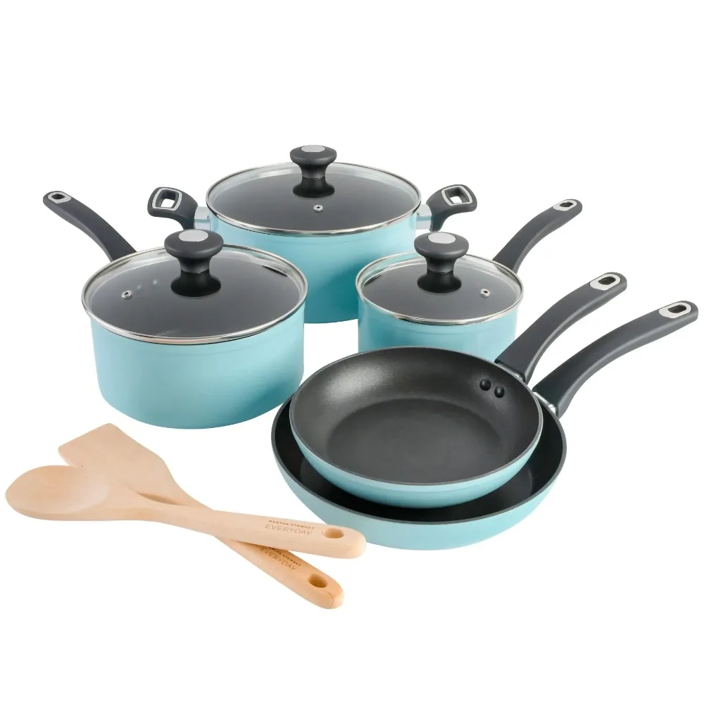 

Everyday Hearne 10-Piece Dusty Blue Enamel Aluminum Cookware Set