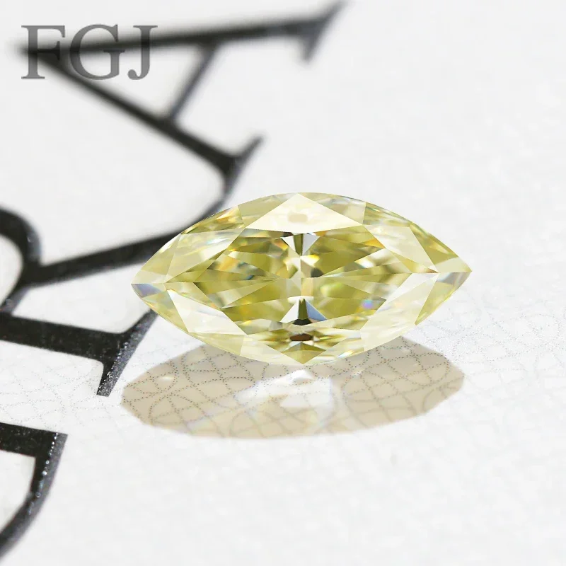 GRA Marquise Shape D VVS1 Yellow Color Crushed Ice Cut Loose Moissanite Diamond Test Positive for Jewelry Ring Making Diy