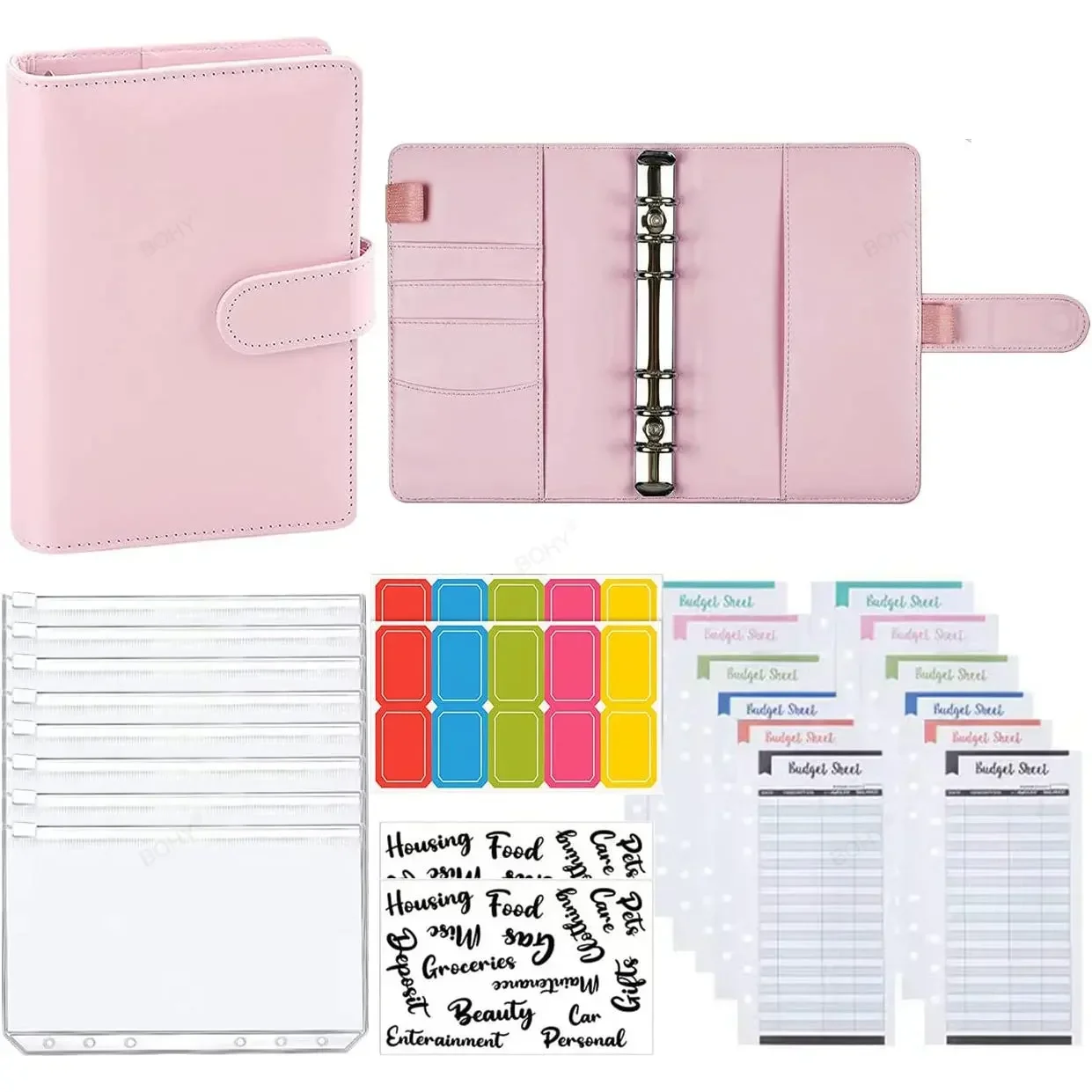 

Budget Planner 2024 Cash Envelope Savings Money 6 Holes for Financial Management A6 Loose-leaf Notebook Binder Housing