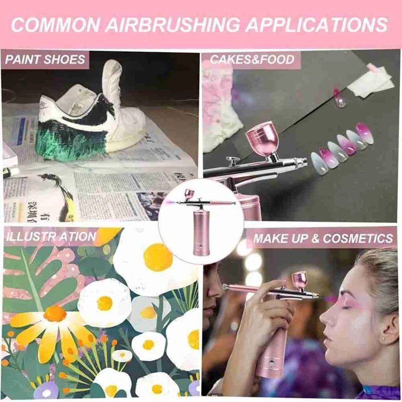 ABJI-البخاخة للأظافر مجموعة البخاخة اللاسلكية ضاغط 2 مستويات 36 رطل لكل بوصة مربعة آلة فرشاة الهواء القابلة لإعادة الشحن لفن الأظافر