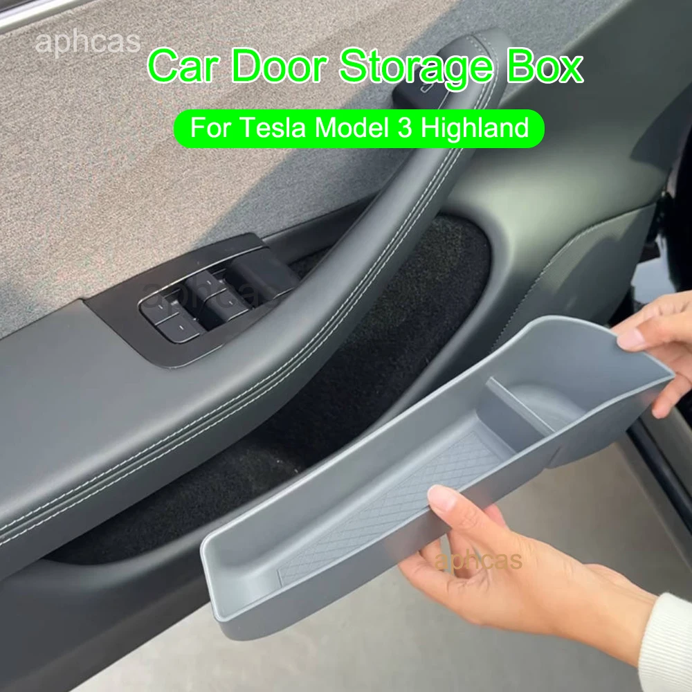 

Car Door Storage Box For Tesla Model 3 Highland 2023 2024 TPE Gate Slot Anti Dirty Storage Organizer Tidying Car Accessories