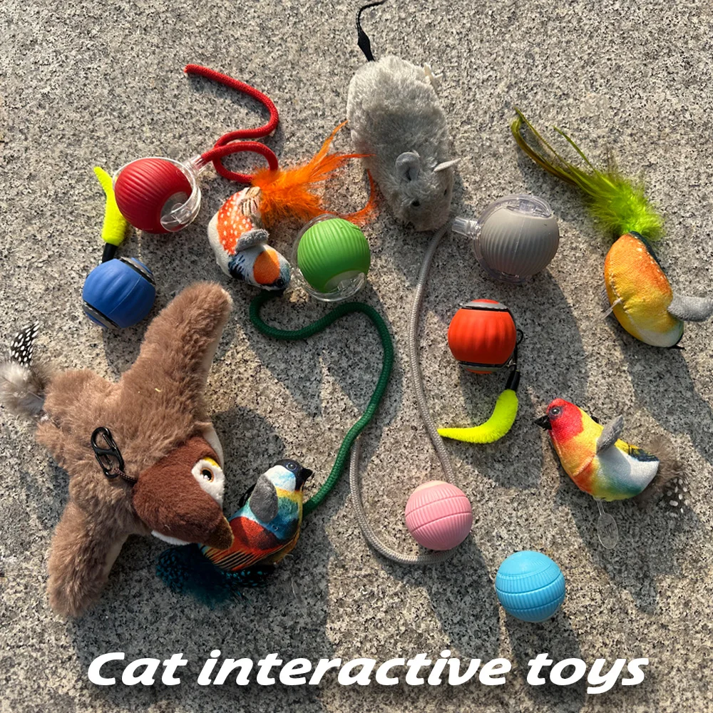 ألعاب تفاعلية النعناع البري الكهربائية بات الطيور الكلب القطط التلقائي كرة دوارة مع الذيل صار ألعاب من نسيج مخملي الحيوانات الأليفة USB قابلة للشحن #1