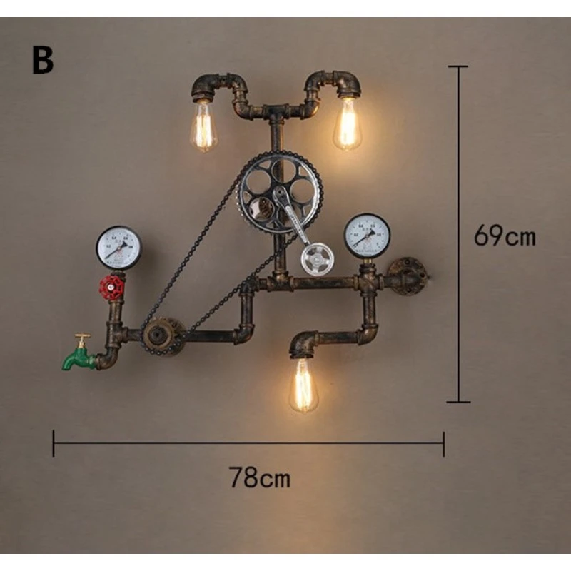 

American Industry Wall lamps Water pipe Vintage Iron Loft Wall Sconce For Balcony Bedroom Kitchen Decoration Lamparas de pared