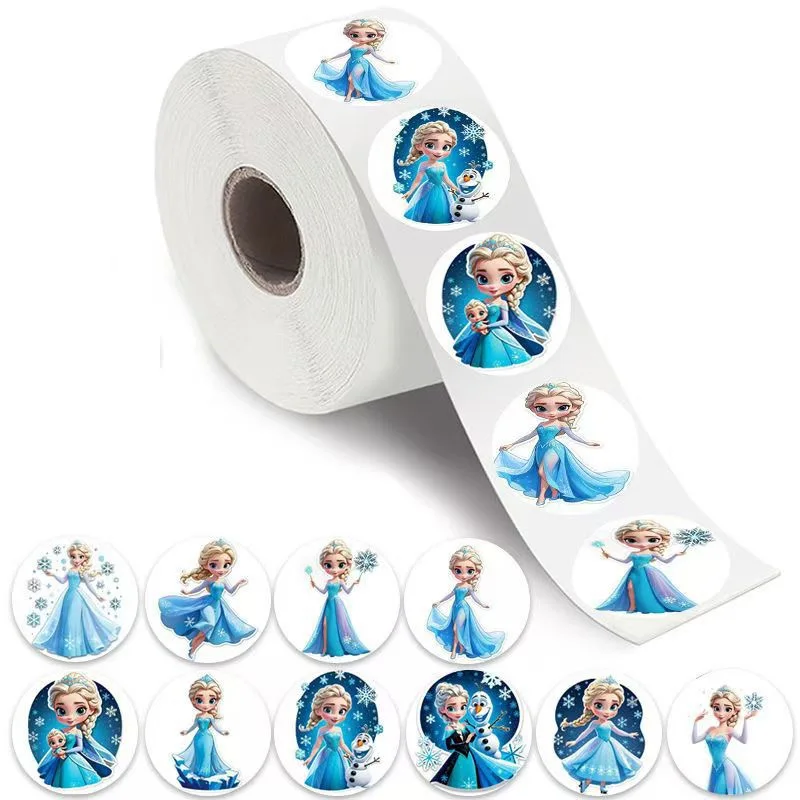 500pcs/Roll Disney Frozen Elsa Sealing Stickers Roll Fridge Phone Laptop Suitcase Scrapbooking Decoration Sticker Reward Gift