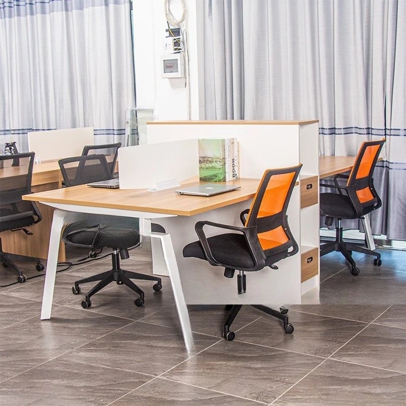 

4 staff office desk and chair combination computer card station