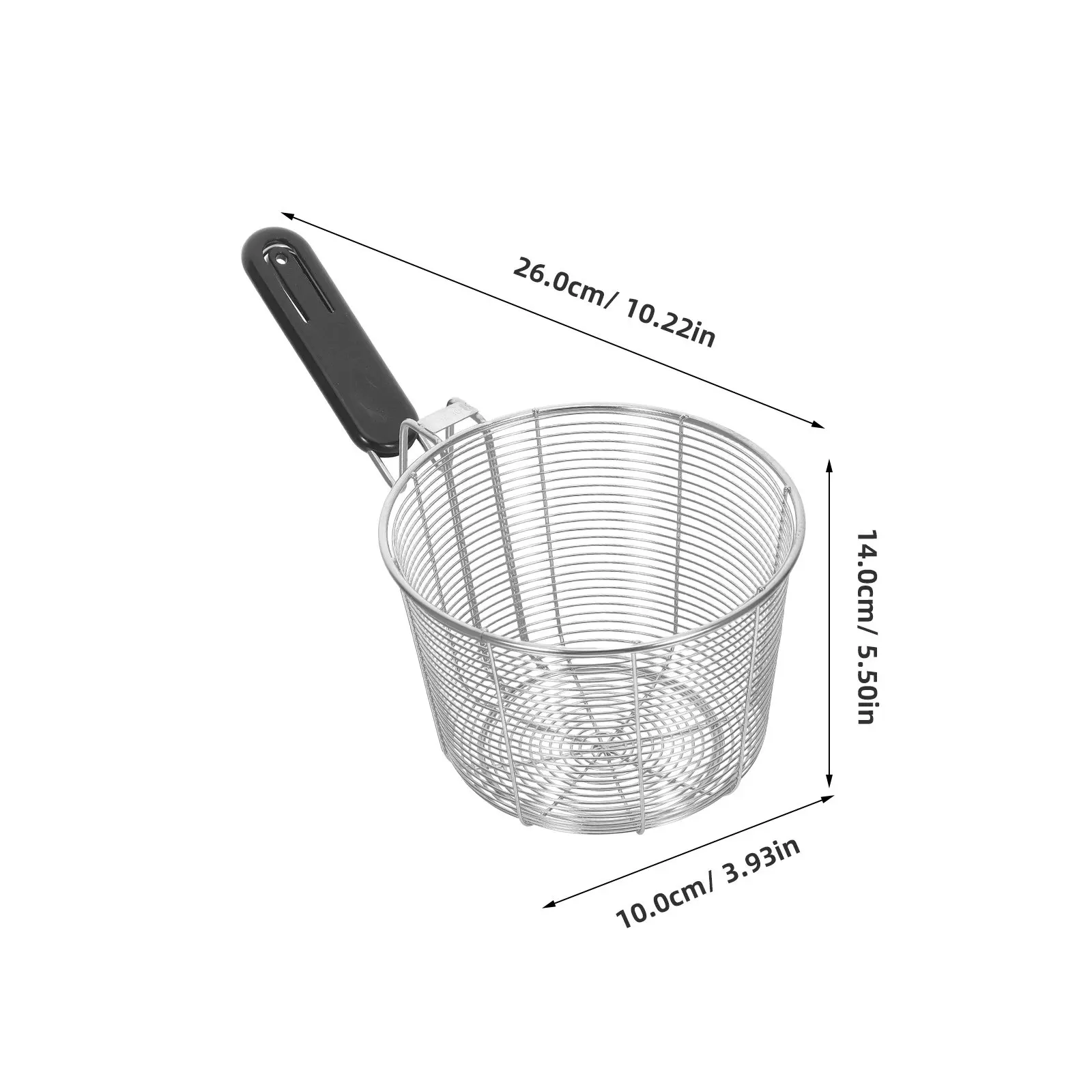 Stainless Steel Pasta Strainer Basket 5.5 Inch Heavy Duty Mesh Noodle Sieve for Cooking Ramen Spaghetti Hot Pot Dishes