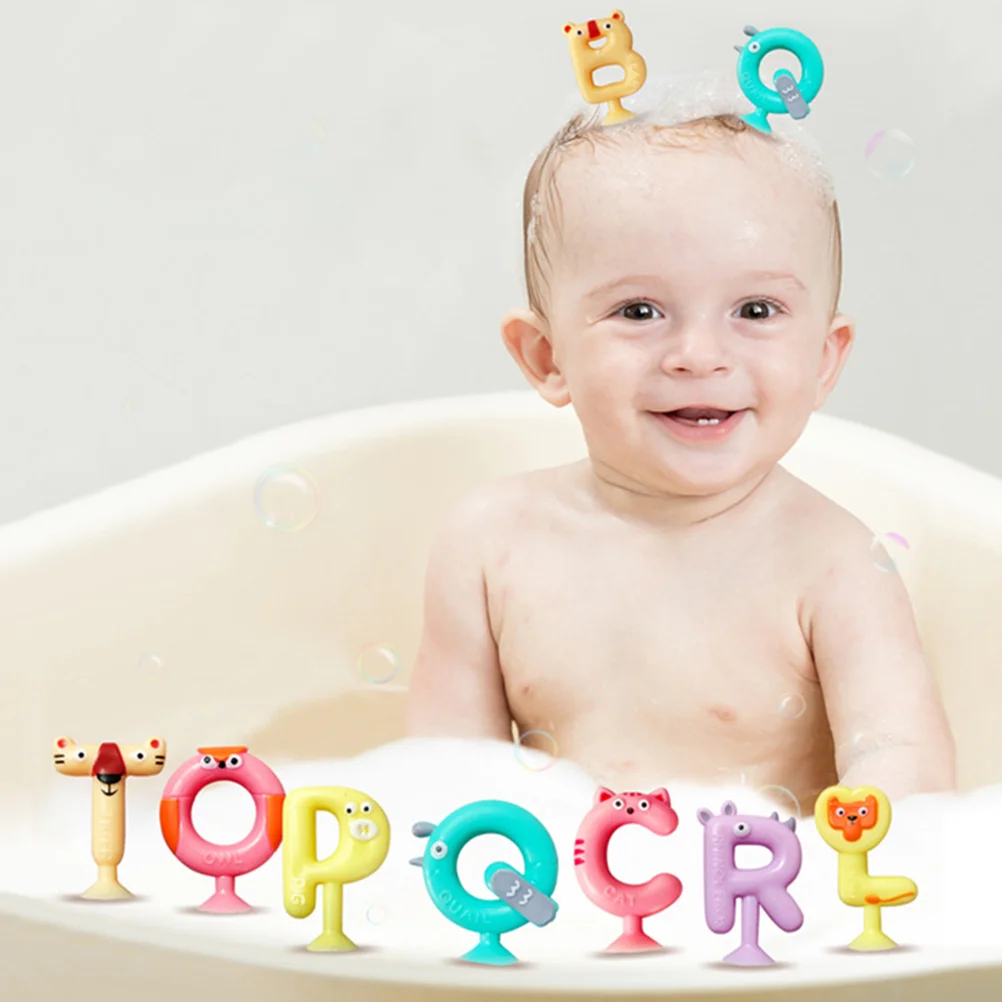 26 Pcs Toddler Bath Toys Alphabet Suction Cup Letters Animal Educational Spelling Learning Games Silica Gel Child