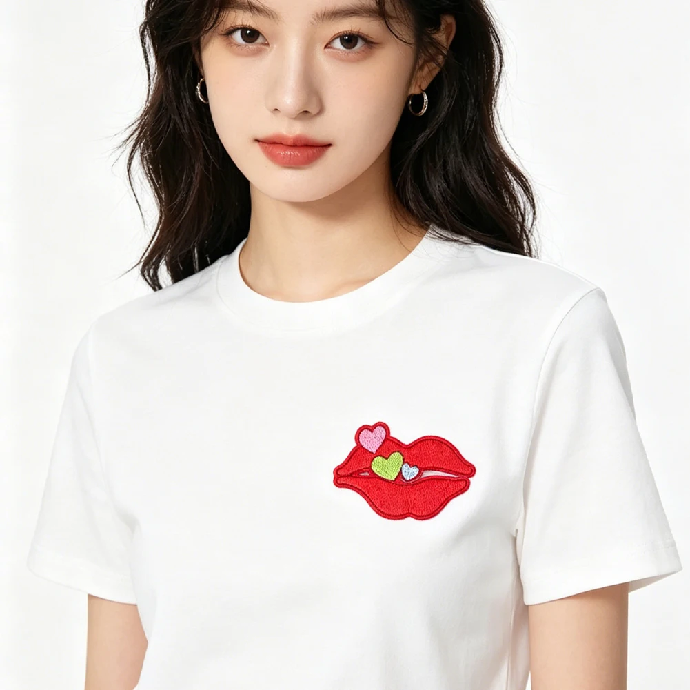 Niedliche rote Lippen-Herz-Aufnäher zum Aufbügeln, selbstklebende Applikation für Valentinstag, T-Shirt, Tasche, Hut, DIY-Kleidungsreparatur, Dekoration – Detail 5