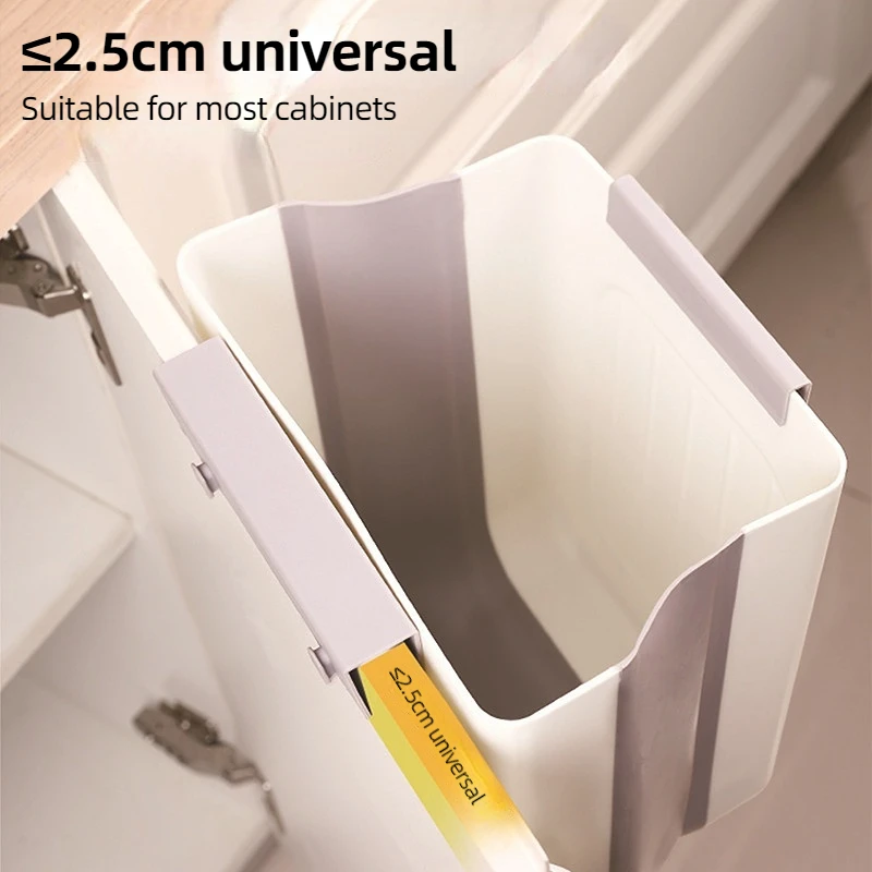 Kitchen Wall-mounted Foldable Trash Can Household Kitchen Cabinet Hanging Garbage Multifunctional Kitchen Cleaning Trash Can