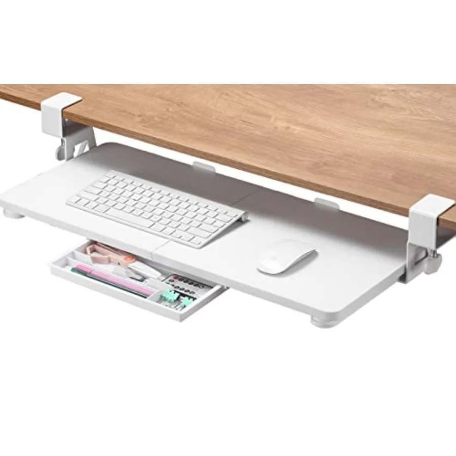 

Keyboard Tray Under Desk, 26.77" X 11.81" Large Size Keyboard Tray with C Clamp-on Mount Easy to Install, Computer Keyboard Sta