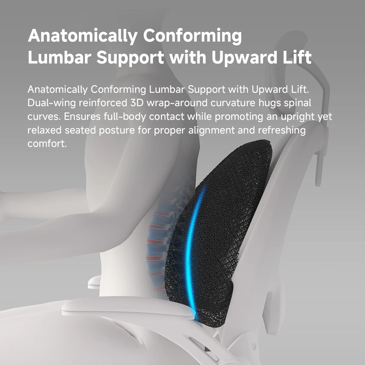 3D Printed Lumbar Cushion Hollow Breathable Ergonomic Back Support Pain Relief Lightweight Portable for Home Office Car Use