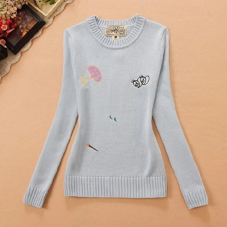 سترة جديدة من القطن الخالص لعام 2024 للفتيات الطالبات للخريف والشتاء طبقة أساسية للتخسيس irt مستديرة دافئة Ne Long Sve #5