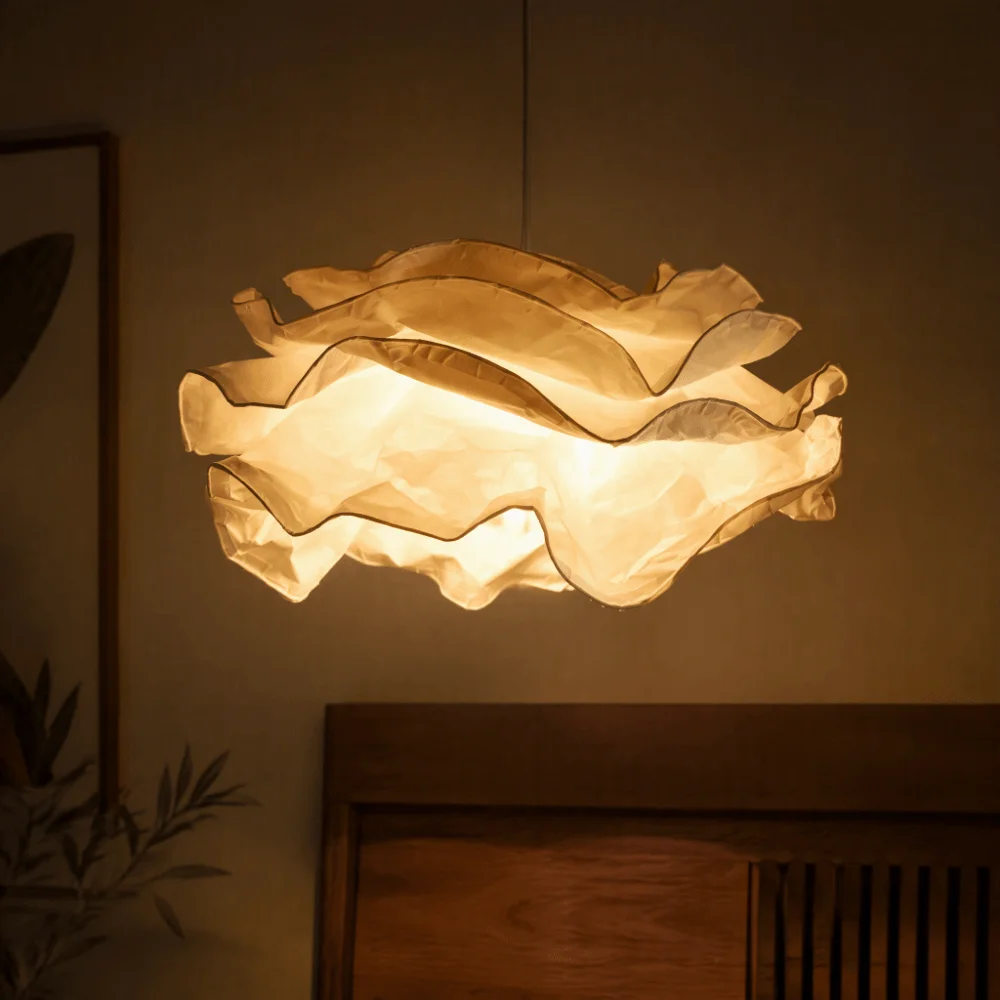 White Paper Lamp Shade Modern Design Flower Shape Cloud Lamp Shade Handcrafted Style Art DIY Pendant Light Cover Home Use