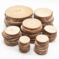 3-12cm Thick Natural Pine Round Unfinished Wood Slices Circles With Tree Bark Log Discs DIY Crafts Rustic Wedding Party Painting