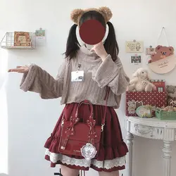 Japanese Harajuku Girls Red Blue Gothic Lace Mini Pleated Skirt Punk Cute Lolita Cake MIni A-Line Short Skirts 2022