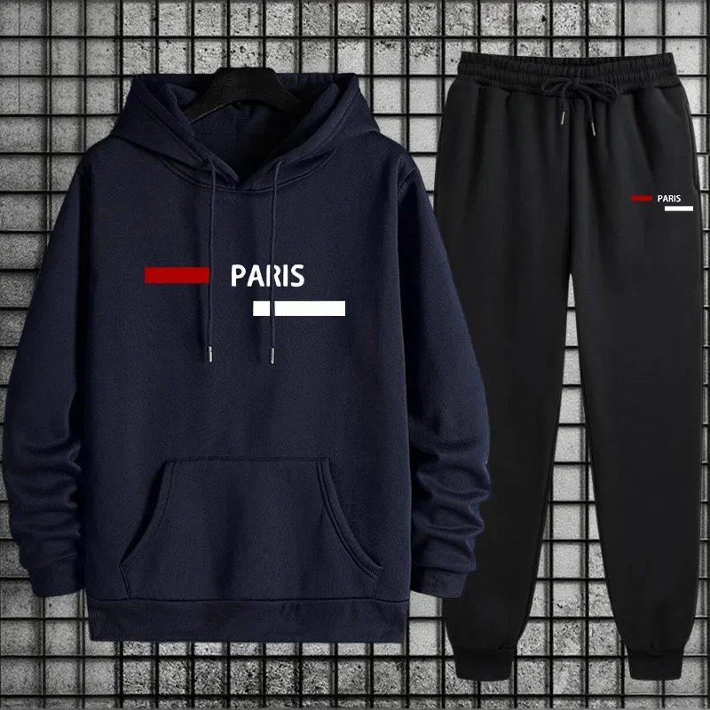 جديد 2025 في بدلة رياضية رجالية بقلنسوة وسراويل رياضية عصرية غير رسمية حضرية ملابس رياضية لخريف وشتاء المنزل ملابس مريحة خارجية بقلنسوة #2