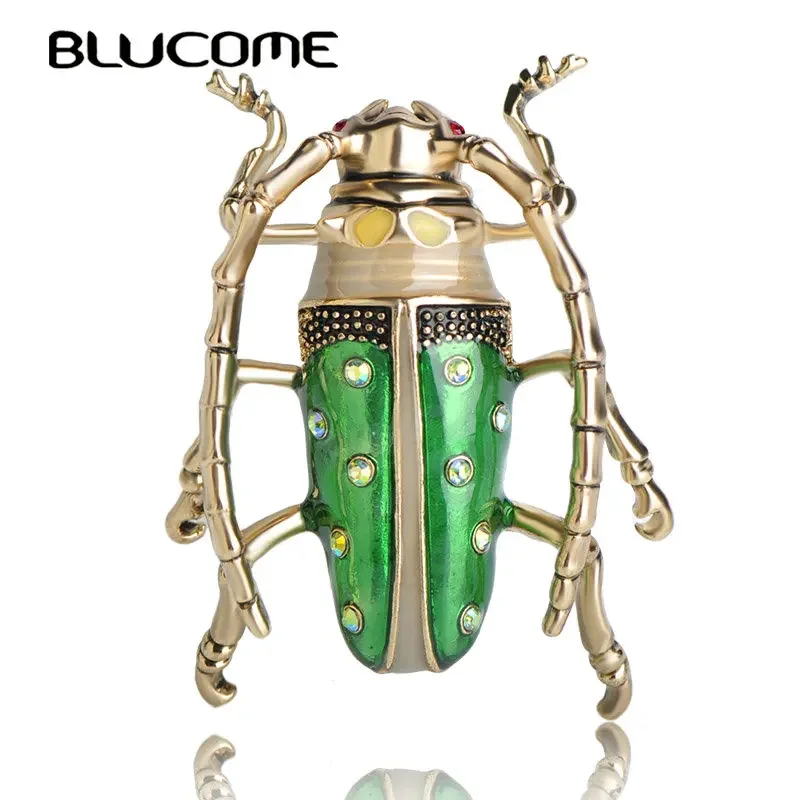 BLUCOMEBlucome Vintage Blue Insect Brooch Cicada Brooches Women Kids Gifts For Clothes Accessories Alloy Enamel Corsage Pins Jew