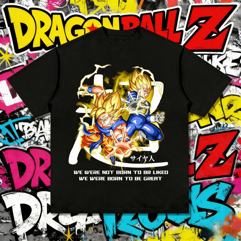 

2026 Summer Dragon Ball Super Saiyan Goku & Vegeta 100% Cotton Front Vintage Oversized Unisex T-Shirt for DBZ Fans Streetwear