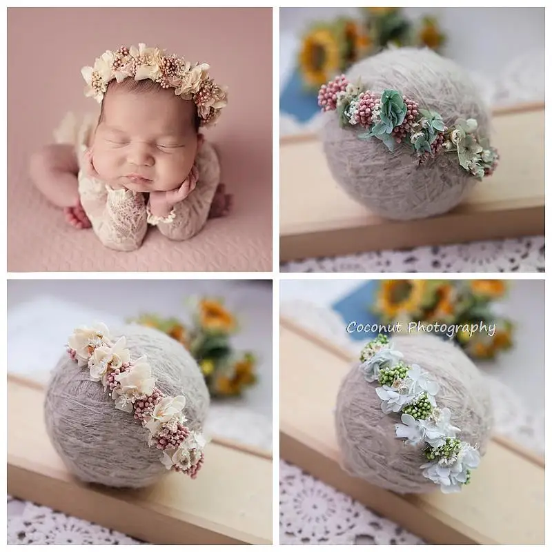 Baby Headband Flower Plastic Flower Garland Headband Full Moon Baby Photography Props Hundred-day Baby Photo Shooting