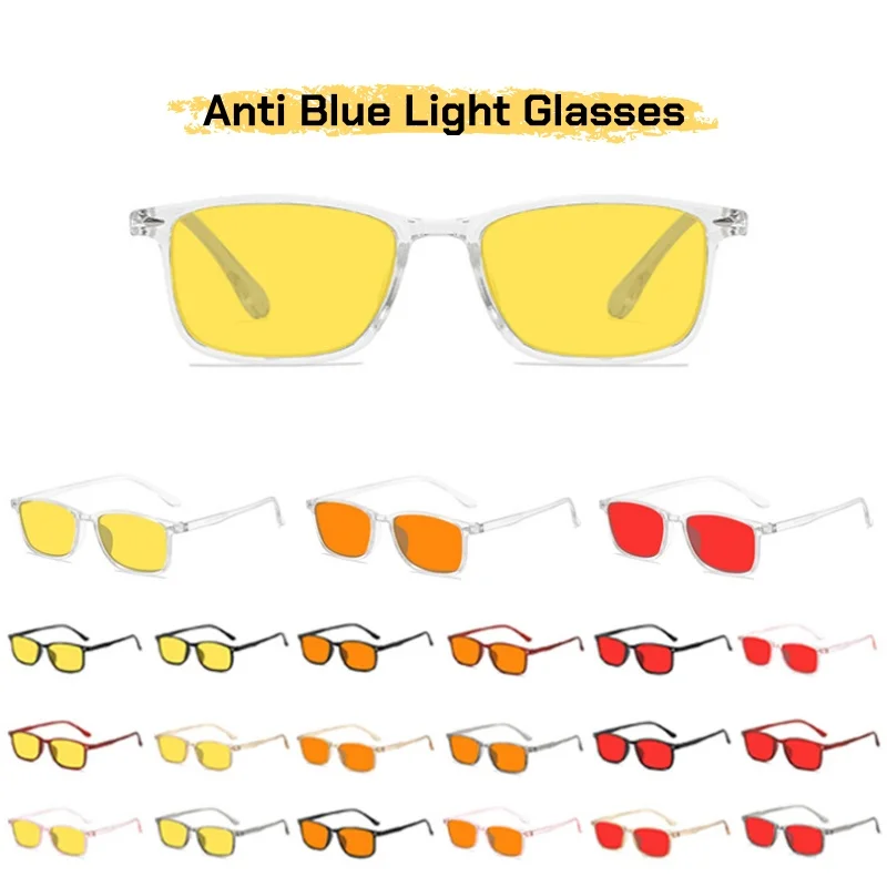 

Anti-Blue Light Glasses for Watch Mobile Phones Play Computer Competitive Games Women's Men's Style Yellow Orange or Red Lenses