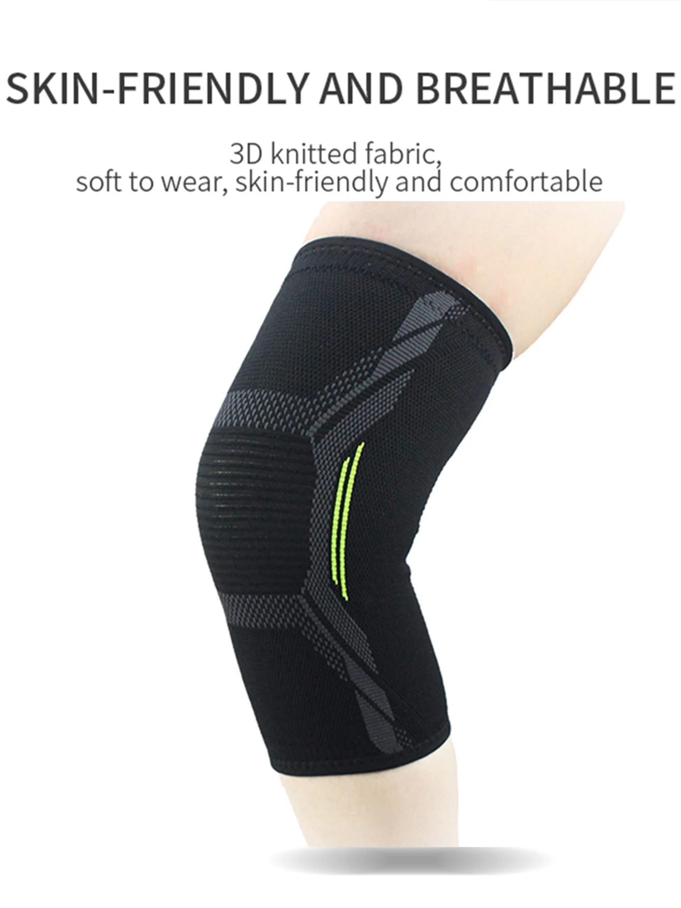 2 Stück hochelastische Kompressions-Kniebandagen, atmungsaktive, unterstützende Kniebandagen mit verstärktem Kniepolster, Kniebandage für Sport und Fitness. – Detail 4