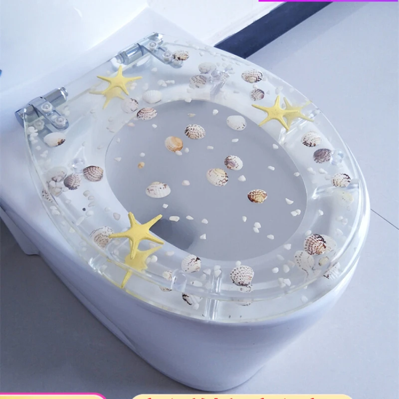 Resin toilet cover, household universal thickened toilet cover, old-fashioned UV type O-shaped water closet cover accessories