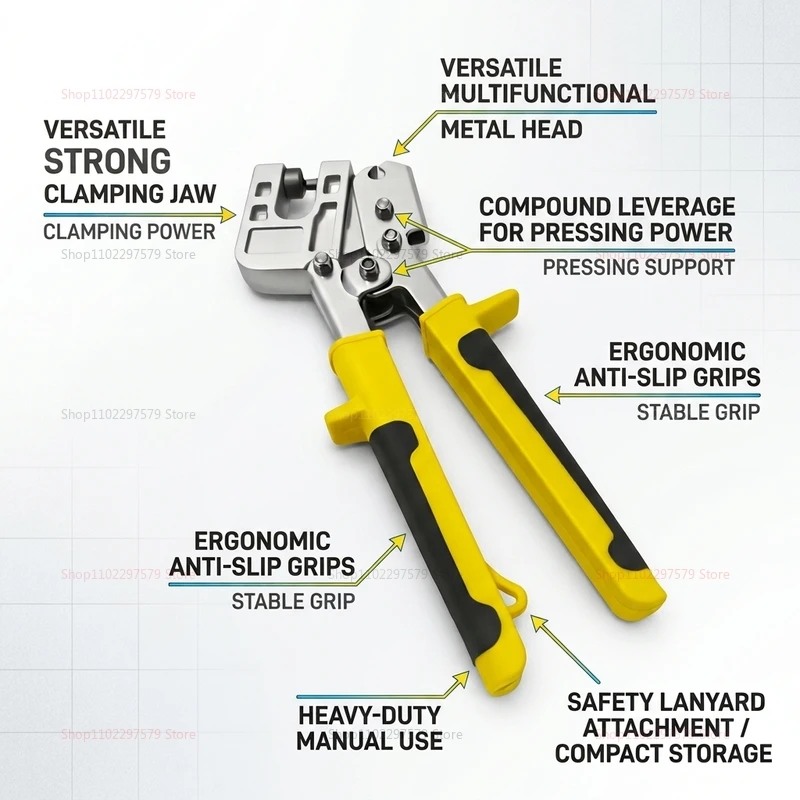 Metal Stud Crimper Aluminum Alloy Punching Pliers Double Handed Keel Tool for Drywall Ceiling Frame Wall Construction Fastening