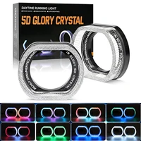 Faro Led sinfónico de Ojos de Ángel de 2,5/3 "", anillo de luz LED Halo RGB, Control por aplicación 5D, luz de circulación diurna DRL con luz de señal de giro