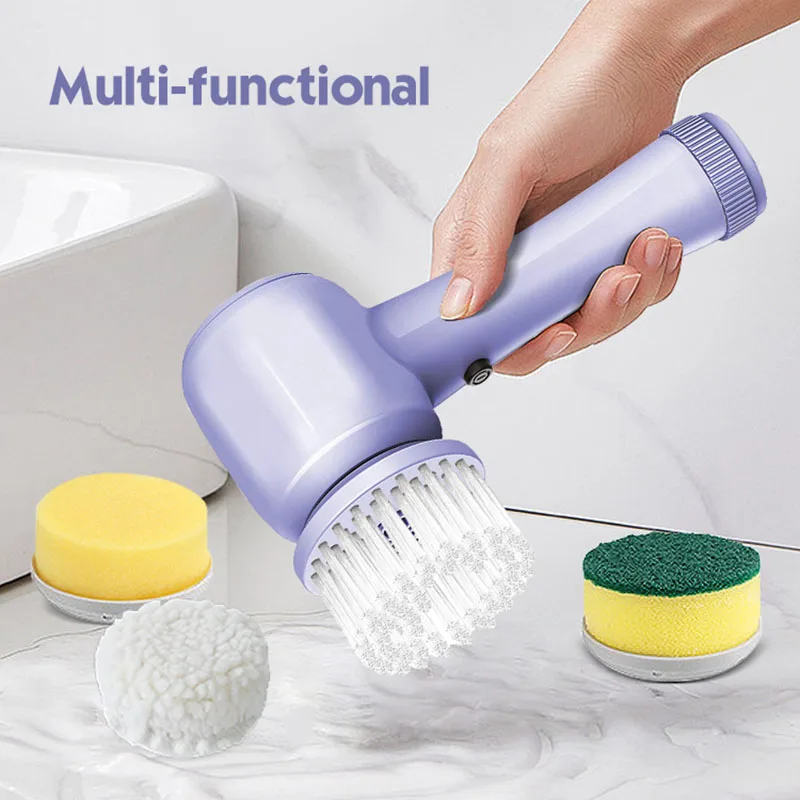 Multi-Functies Reinigingsborstel 4 In 1 Draaiende Scrubber Handheld Draadloze Elektrische Auto Roterende Badkamer Toilet Reinigingsborstel