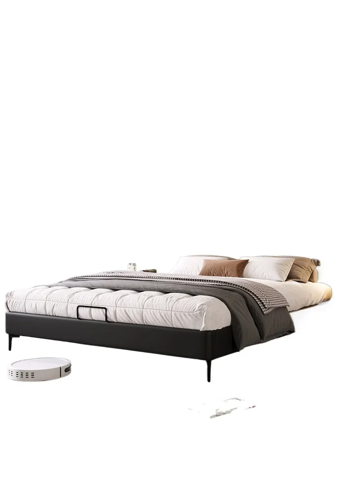 

Bed thin bedside 1.35 storage 2.2 meters master bedroom double bed suspended soft bag black bed