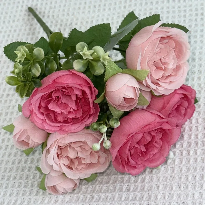 1/2 Stücke 30 cm Rose Weiß Seidenstrauß Pfingstrose Künstliche Blütenknospen Braut Hochzeit Dekor Dekoration Gefälschte Blume Valentinstag – Detail 10