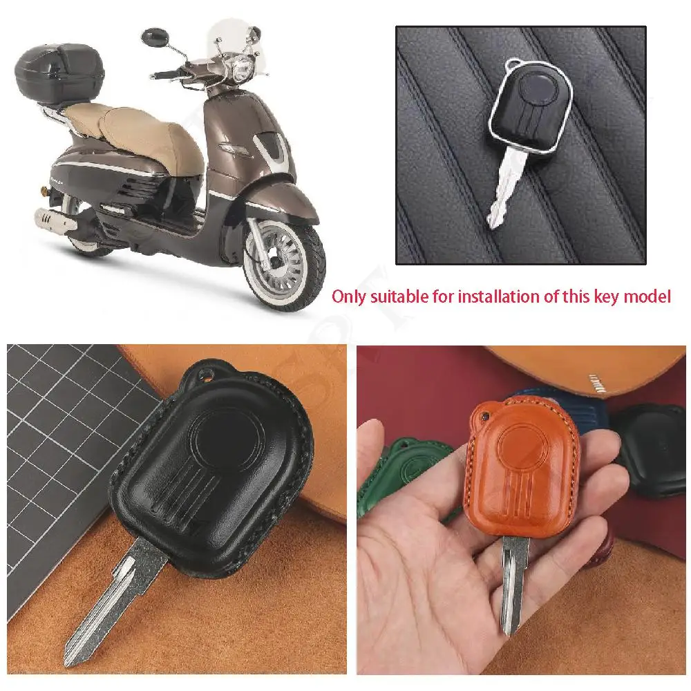 Motorcycle accessories Key Leather Cover Case For Peugeot Django 50 125 150 Scooter key holster Key Chain Keychains Key Rings