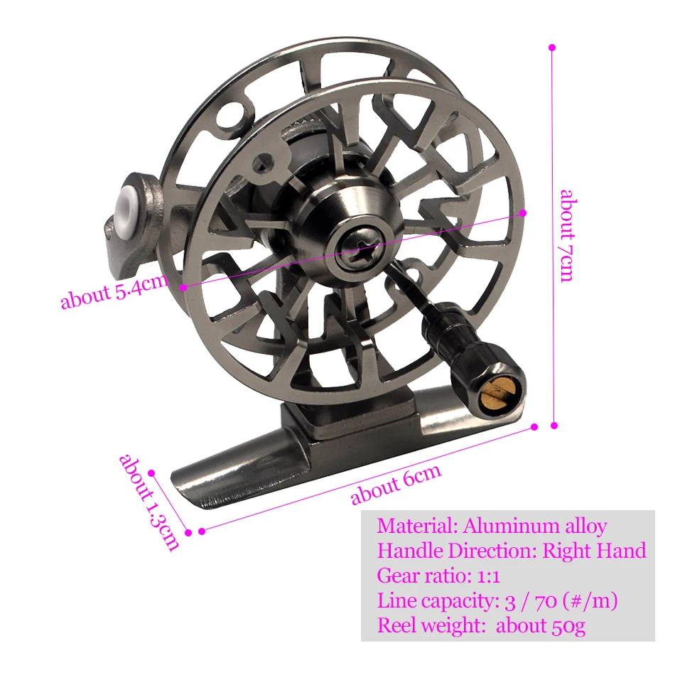 MNFT 1Pcs Ultra-light Former Ice Fishing Wheel Right Handed Fly Fishing Reel CNC Machined Aluminum Full Metal Reels