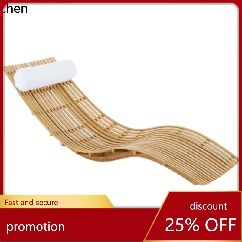 CZ Outdoor Recliner Leisure Solid Wood Lounger Garden Beach Chair Outdoor Open Space
