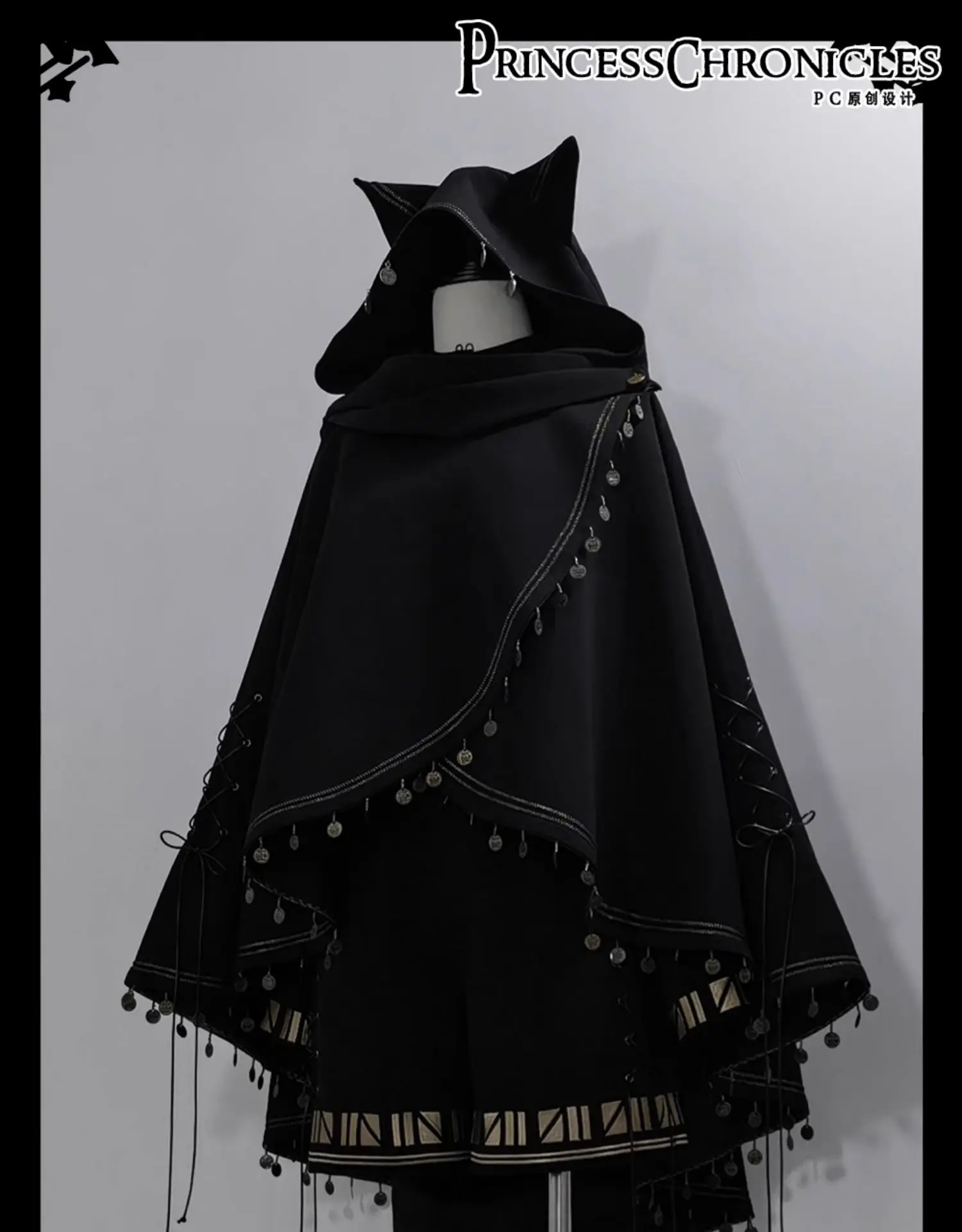 ~Black Cat~Zwarte Ouji Lolita Cape met coole kattenoorkap van Princess Chronicles VOORBESTELLING / 2 maanden