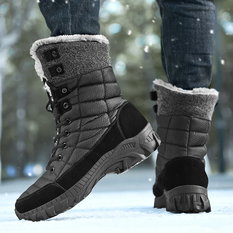 Men Shoes Snow Boots Men Velvet Outdoor Cold Boots Waterproof Man Boots High-top Cotton Boots Plus Size 48 Motorcycle Boots